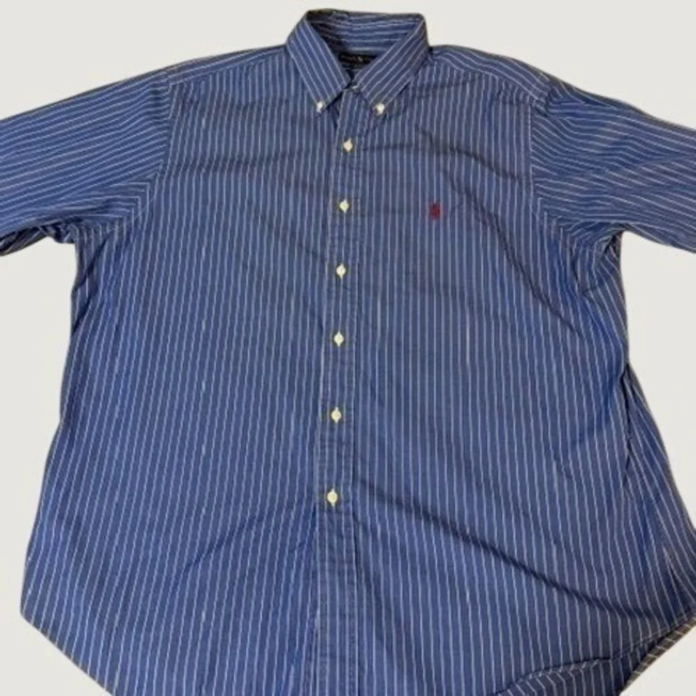Polo Ralph Lauren Mens Blue Pinstripe Button Down L/S Shirt Classic Fit 17.5/33